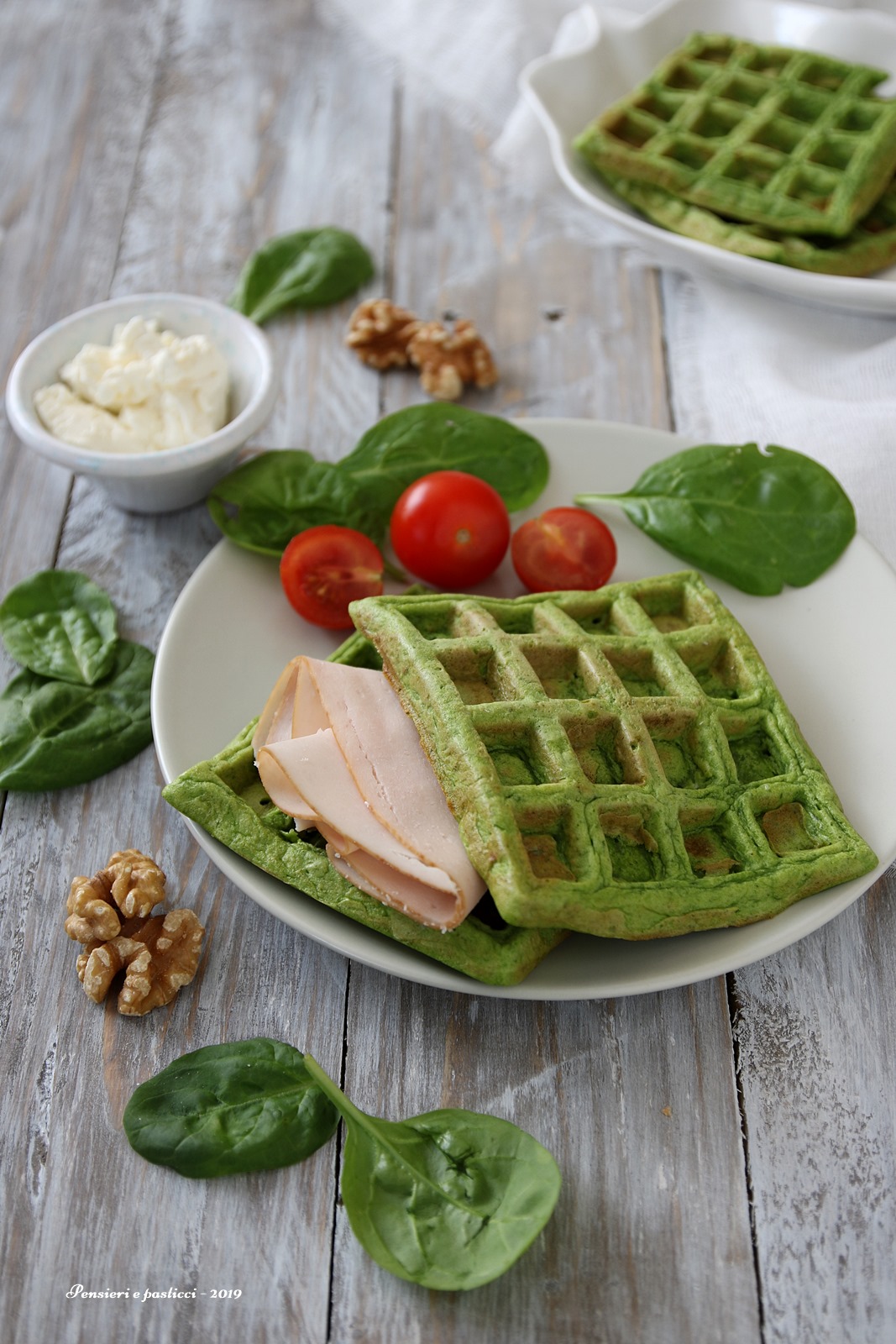 waffels salati agli spinacini