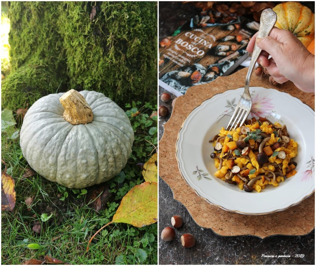 spatzle di zucca con funghi e nocciole