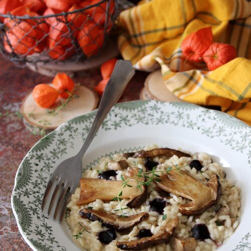 risotto ai porcini con Casera e mirtilli