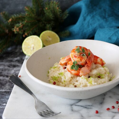 Risotto al lime e gamberoni