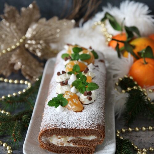 rotolo al cacao con farcitura cremosa alle arance amare